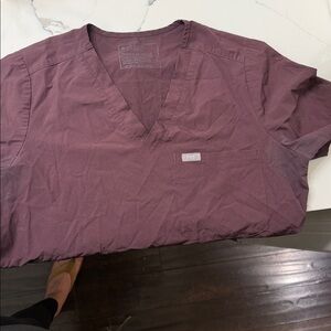 Figs Women's Scrub Set in Dark Purple with Pink Accents